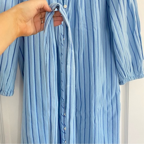 J. Crew Sky Blue stripped Button-Down Dress with belt - Picture 4 of 5